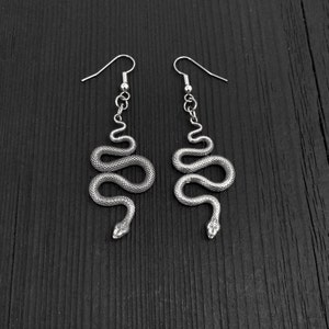 Garden Snake Earrings in Solid Sterling Silver Colubrid Snake