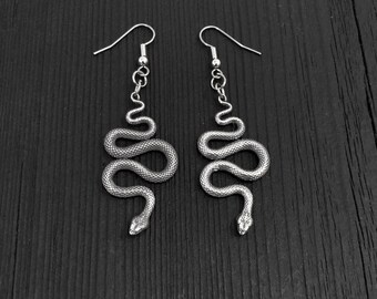 Garden Snake Earrings in Solid Sterling Silver Colubrid Snake