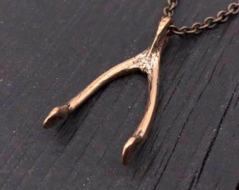 Bronze Wish Bone Necklace Small Wish bone Pendant Necklace