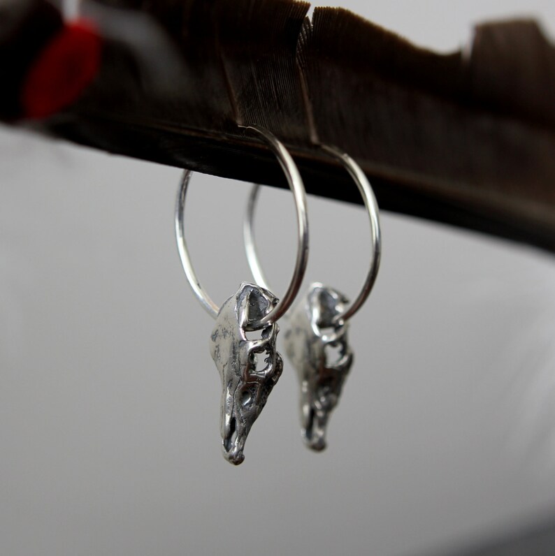 Horse Skull Hoop Earrings in Solid Sterling Silver Etsy