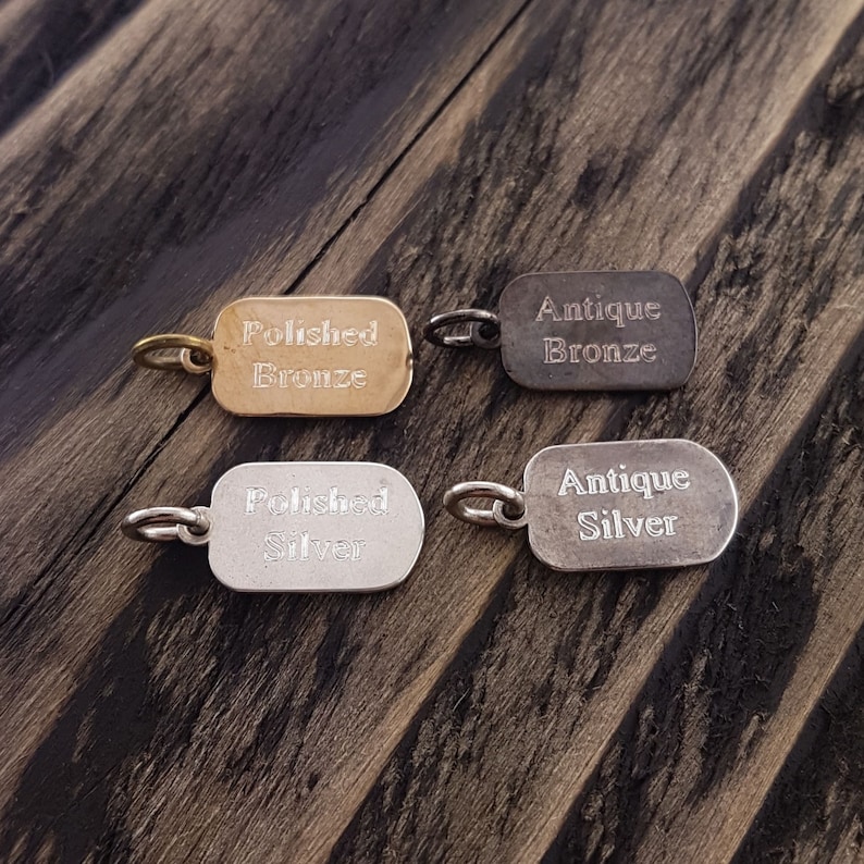 Custom Engraved Jewelry Tag Solid Bronze or Sterling Silver Etsy