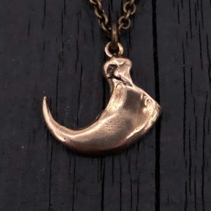 Mountain Lion Claw Charm Pendant Necklace - Solid Bronze Cougar Panther