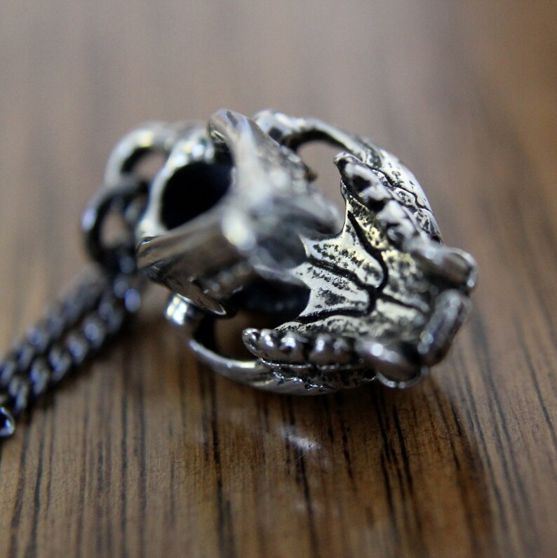 Cat Skull Pendant Necklace in Silver Fully Articulated Jaw Etsy