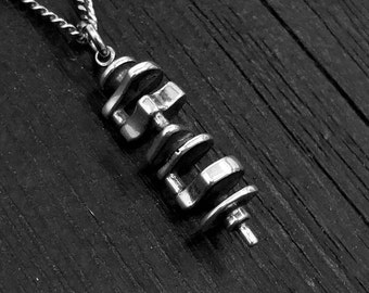 Crankshaft Necklace in Sterling Silver Crank Shaft Pendant Automotive Jewelry Mechanic Necklace Car Jewelry Gift