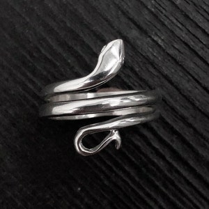 Colubrid Snake Wrap Ring Solid 925 Sterling Silver Sizes 5 to 10 Available Snake Jewelry Gift image 2