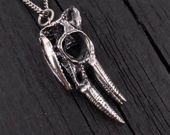 Jackson's Chameleon Skull Pendant Charm Necklace - Solid Hand Cast Silver Plated White Bronze Lizard Head - Reptile Jewelry Gift
