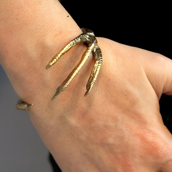 Raven Talon Cuff Bracelet - Solid Bronze with Sculpted Details
