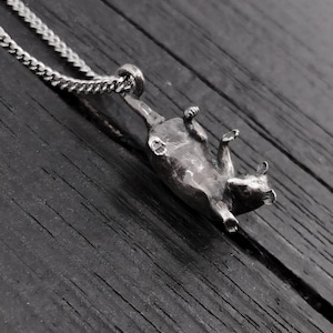 Sterling Silver Baby Opossum Pendant Necklace, Realistic Woodland Creature Jewelry