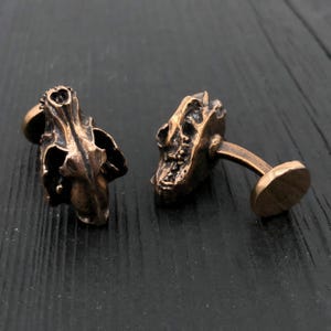 Wolf Skull Cufflinks Mens Accessories, Solid Bronze Casting