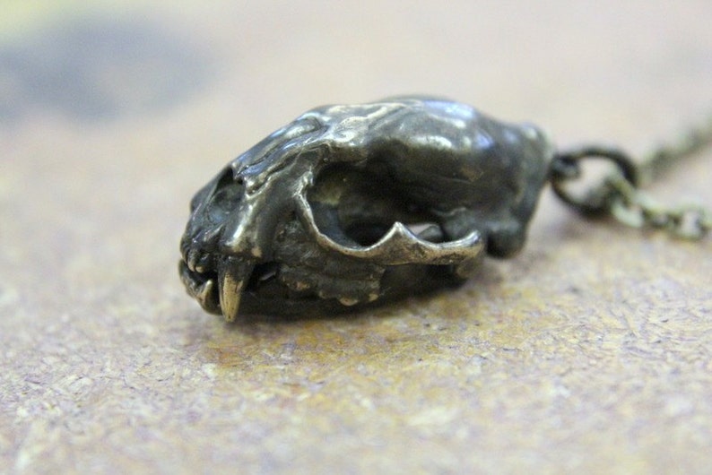 Cat Skull Necklace Wid Cat Skull With Articulated Jaw Etsy