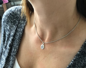 Tiny Dog Track Necklace in Sterling Silver Pet Canine Paw Track Pendant Charm