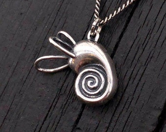 Anatomical Human Cochlea Pendant Necklace - Solid Cast 925 Sterling Silver - Hand Polished Oxidized Finish - Inner Ear Jewelry