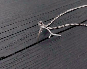 Scythe Necklace Pendant: Grim Reaper Symbol, Gothic Style - Solid 925 Sterling Silver, Gift