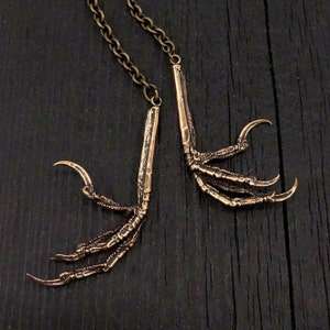 Bird Claw Lariat Necklace - Solid Hand Cast Bronze Double Lariat Necklace - Statement Gift For Her