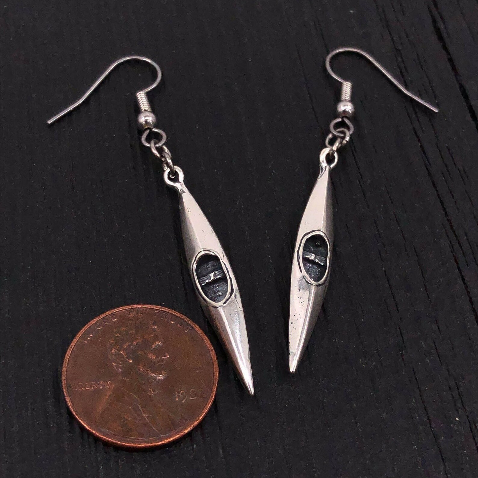 Kayak Earrings Solid Sterling Silver Kayak Earrings Silver Etsy