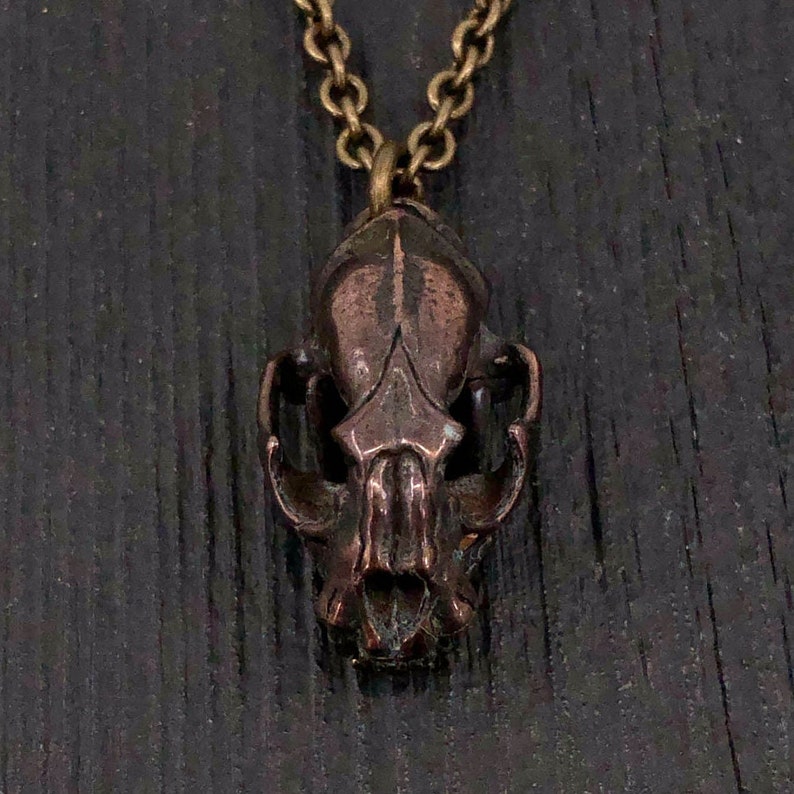 Cat Skull Necklace Wid Cat Skull With Articulated Jaw Etsy