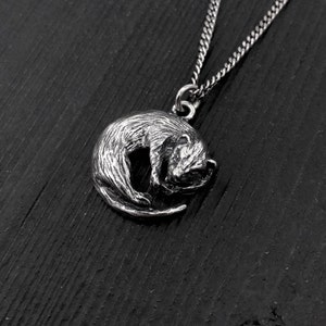 Otter Necklace Silver Otter Jewelry Sleeping Otter