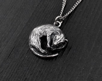 Otter Necklace Silver Otter Jewelry Sleeping Otter