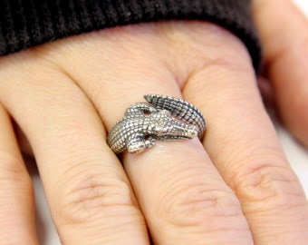 Sterling Silver Crocodile Ring Cayman Ring