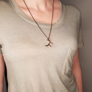 Deer Antler Pendant Necklace , Solid Hand Cast Bronze image 2