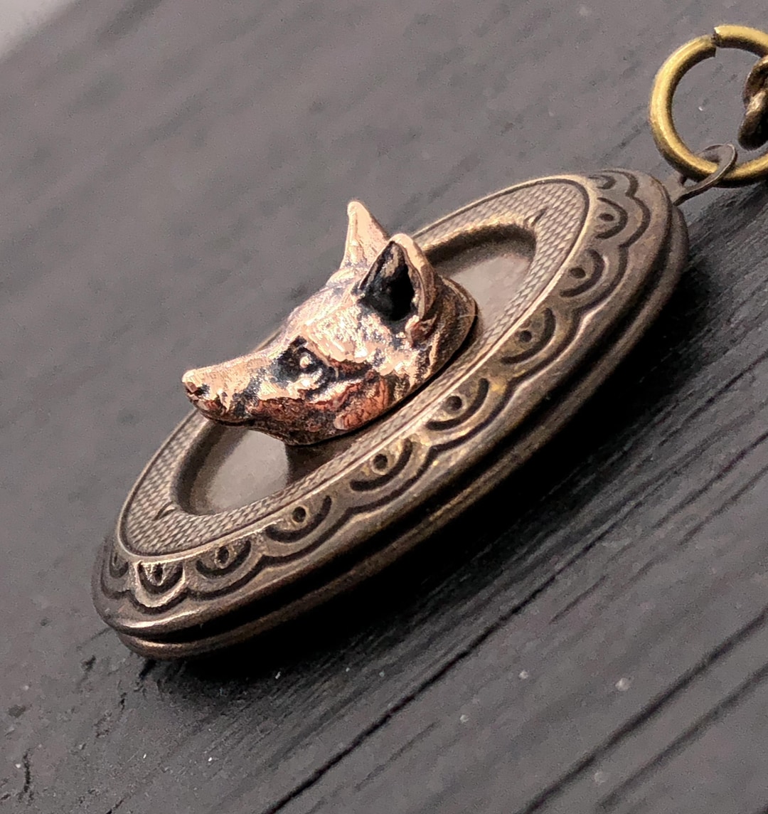 アンティーク真鍮ビクトリア朝風フォックス折りたたみロケット