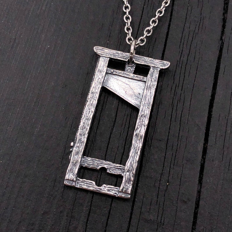 Guillotine Pendant Necklace Solid Hand Cast Sterling Silver Multiple Chain Lengths Available image 1