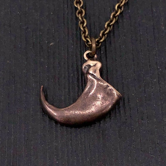 Dark Two Tone Bronze Wild Cat Claw Necklace Puma Cougar Mountain