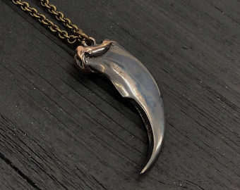 Bear Claw Necklace - Bronze Bear Claw Pendant - Black Bear