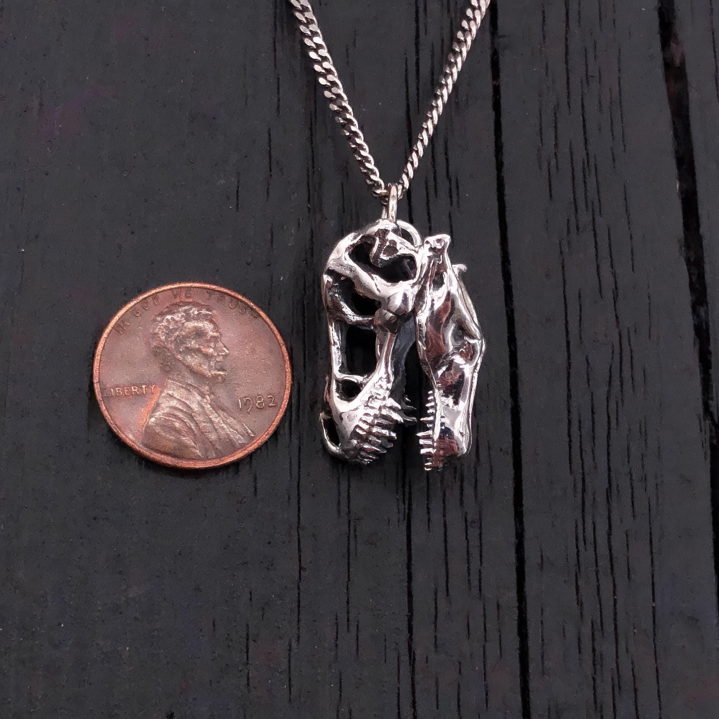 COLLANA DINOSAURO PLACCATO Argento Jurassic World Park T rex Ragazze
