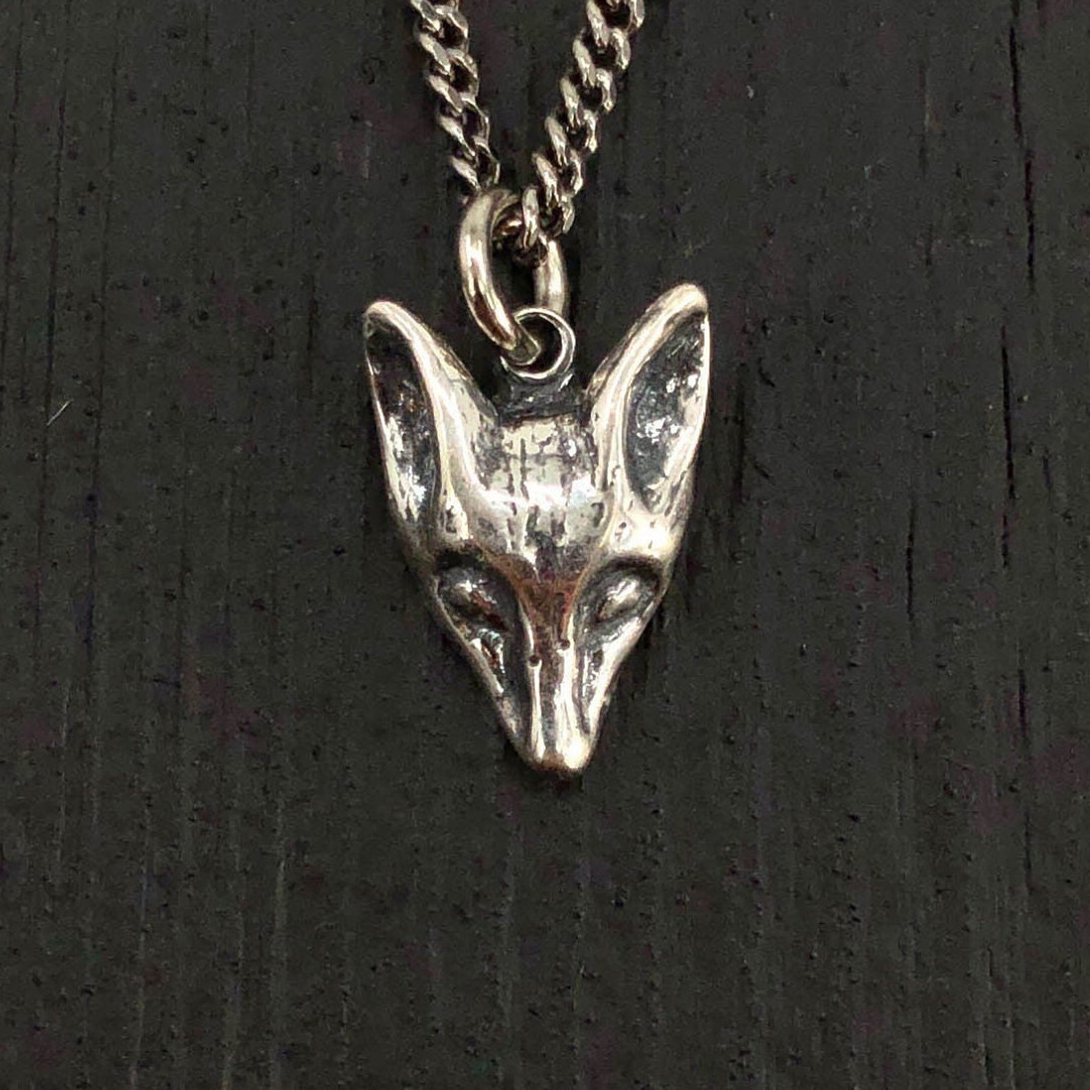 Fox Head Pendant Charm Necklace 925 Sterling Silver Etsy