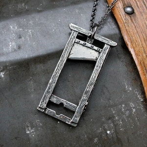 Guillotine Pendant Necklace Solid Hand Cast Sterling Silver Multiple Chain Lengths Available image 4