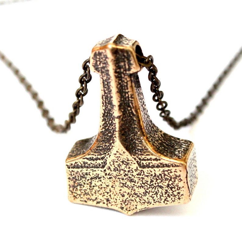 THOR's HAMMER Pendant Necklace Viking Mjollnir Mjolnir Mjolner in Traditional Solid Bronze image 4