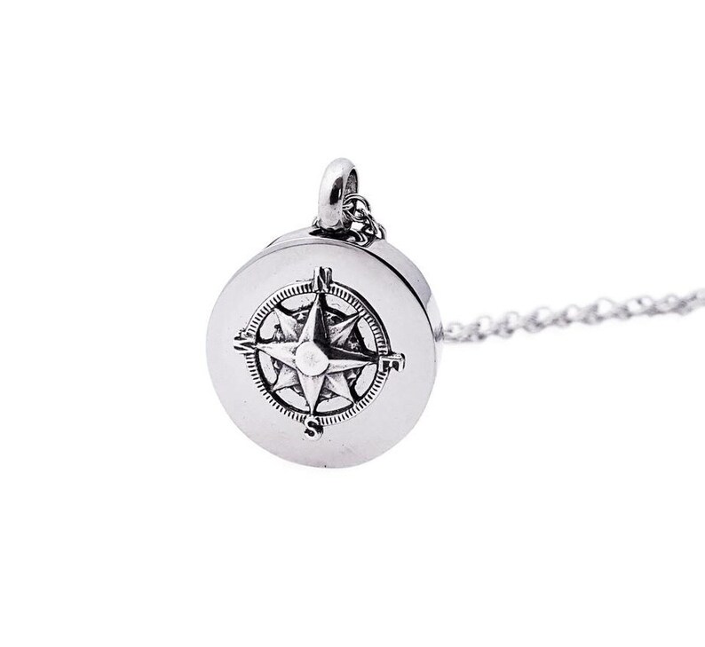 Sterling Silver Compass Rose Urn Necklace Cremation Urn Etsy
