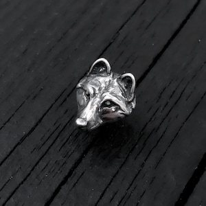 Sterling Silver Wolf Face Lapel Pin   1/2" Tie