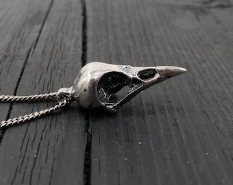 Sterling Silver Crow Skull Cremation Urn Pendant - Unique Memorial Jewelry
