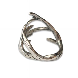 Sterling Silver Antler Ring, Nature Inspired Branch Band, Woodland Goblincore Jewelry image 7
