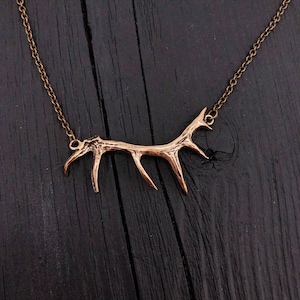Elk Antler Choker Bronze Elk Antler Jewelry Imperial Elk Antler  Necklace Antler Pendant Forest Nature Inspired Gifted