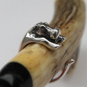 Hippopotamus Ring Solid Sterling Silver Hoop Ring Hippo Wrap Ring