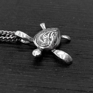 Engraved Sea Turtle Necklace in Sterling Silver Sea Turtle Pendant Turtle Jewelry Ocean Inspired Pendant Gift for Mother Handmade