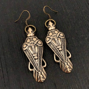 Odins Raven Earrings Ancient Bronze Odin&#39;s Ravens Viking Earrings