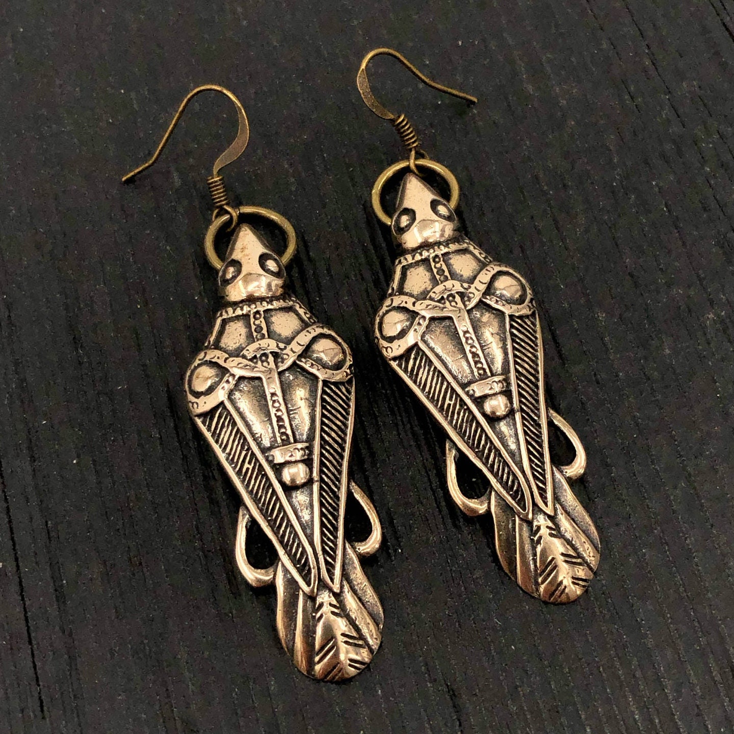 Odins Raven Earrings Ancient Bronze Odin's Ravens Viking Earrings