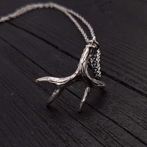 Blacktail Deer Antler Pendant Necklace Solid Cast 925 Sterling Silver Woodland Forest Animal Jewelry Unisex Gift image 4