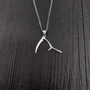 Grim Reaper Scythe Pendant Necklace in Solid 925 Sterling Silver Unisex Jewelry Gift Multiple Chain Lengths image 5