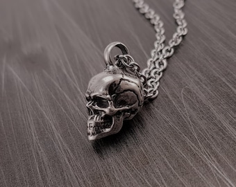 Sterling Silver Skull Cremation Urn Necklace