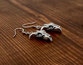 Aries Ram Skull Earrings Handcrafted Silver Miniature Ram Head Design