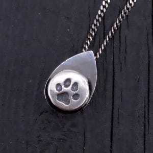 Sterling Silver Cat Paw Cremation Urn Necklace - Pet Memorial Jewelry