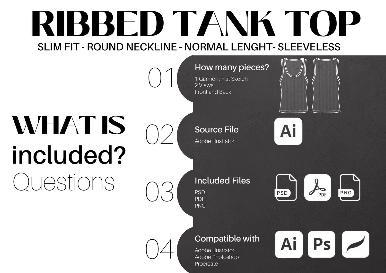 RIBBED TANK TOP: Women's Wear / Flat Sketches / Technical Drawings ...