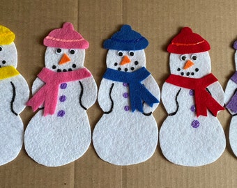 FIVE LITTLE SNOWMEN Children's Flannel Board Felt Set