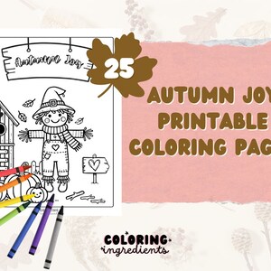Páginas para colorear imprimibles de Autumn Joy para niños / 25 lindos diseños de animales bebés / Descargas en PDF en tamaños Carta y A4 de EE. UU.