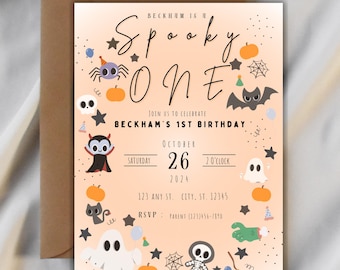 Gruselige Halloween erste Geburtstagsfeier anpassbare digitale Download-Einladung